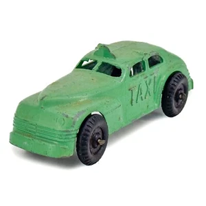 Vtg 3.75" IT'S A BEAUT Green Taxi Car Pressed Steel Toy Dimestore Tootsietoy USA - Picture 1 of 8