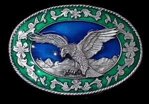 SMALL FLYING EAGLE WESTERN STYLE BELT BUCKLE CHILDRENS SISKIYOU PEWTER NEW - Picture 1 of 2