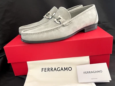Nuevo Mocasín Salvatore Ferragamo Grandioso Gris Ceniza Gamuza Sin Mangas Para Hombres Talla 8.5 E Foto 1 de 4