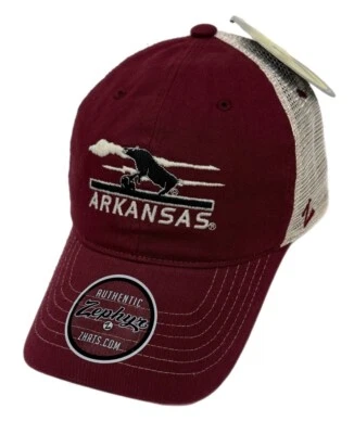Zephyr NCAA Arkansas Razorbacks “Local" Unstructured Curved Bill Mesh Hat NWT - Image 1 of 4