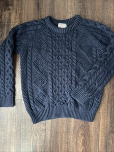 L.L. Bean LLBean Classic Navy Fisherman Cable Wool Sweater Youth 58/medium - Picture 1 of 11
