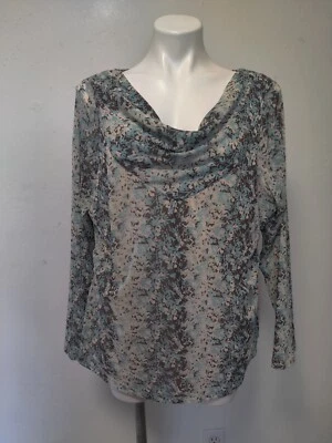 Blusa Emma & James Para Mujer Sexy Cuello Redondo Elástica Talla 2X Marrón Aqua Usada en Excelente Condición  Foto 1 de 4