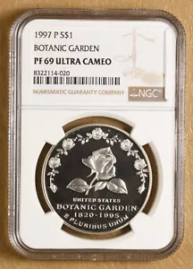 1997 P Botanic Garden Commemorative Silver Dollar NGC PF 69 Ultra Cameo - Picture 1 of 2