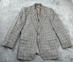 Men’s Saks Fifth Avenue Made In Italy Sport Coat Windowpane Blazer Sz 41 R Gray - Picture 1 of 18