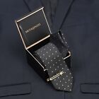Homme Style Italien Cravate Soie avec Poche Carré Or Broche Paquet De 1 Pièces