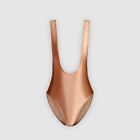 Women Sexy Jumpsuits Bodysuit Grossy Shiny High Fork T-shaped Leotard Overalls