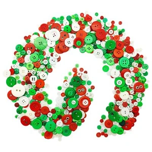 1600Pcs Chrismas Buttons Red Green White Buttons for Crafts Assorted Sizes Bu... - Picture 1 of 8