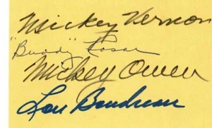 RARE! Baseball "HOF'ers & Stars" Lou Boudreau (+3) Hand Signed 3X5 Card COA - Picture 1 of 2