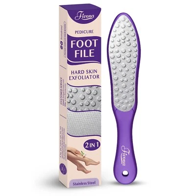 Fivona Foot File - Stainless Steel Foot Scrubber - Double Sided Callus Remover - Image 1 of 4