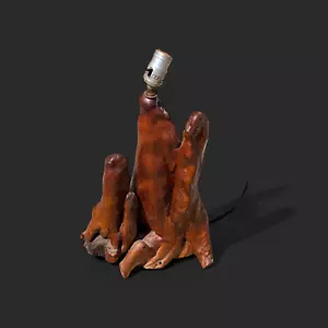 Vintage Burl Wood Table Lamp Rewire Needed Cosmetic Issues Retro Home Decor - Picture 1 of 7