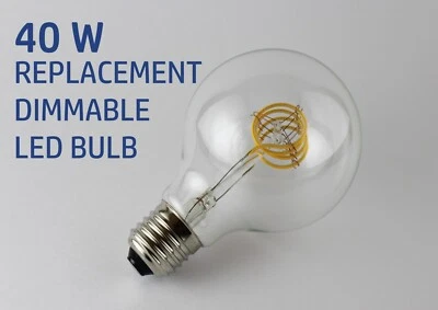 Pack of 5 G80 Globe LED Filament Bulb E27 & B22 2700K - Clear Glass - Dimmable - Image 1 of 4