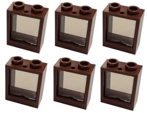 Lego 6x rötlichbraunes Fenster 1x2x2 mit transparentem schwarzem Glas NEU!!! - Bild 1 von 1