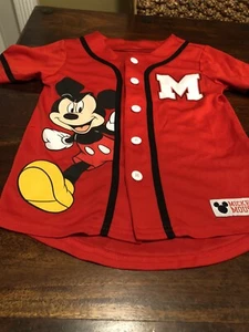 Disney Mickey Mouse Boys Size 5 Baseball Jersey Red, Black & White Color - Picture 1 of 8