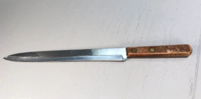 Cuchillo de cocina Kabar Ka-Bar vintage hoja de 9" mango de madera media espiga Foto 1 de 4
