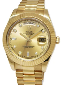 Rolex Day-Date II President 18k YG Diamond Dial Mens 41mm Watch '11 B/P 218238 - Picture 1 of 13