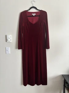 VTG Y2K Coldwater Creek Medium Dress Long Maxi VELVET Red Whimsical Goth Boho - Picture 1 of 5