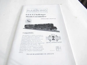 MTH TRAINS -G SCALE 4-6-6-4 CHALLENGER STEAM LOCO OPERATOR'S MANUAL - S26 - Picture 1 of 1