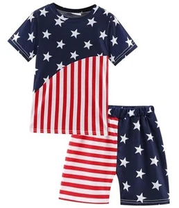 Akyzic Little Boy Short Pajamas Sets for Toddler 4T American Flag Star - Picture 1 of 7