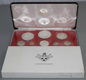 1974 Cayman Islands 8 Coin Proof Set 4 Sterling Silver Coins with Box No COA - Picture 1 of 7