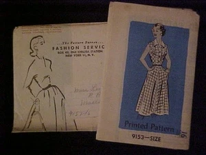 Vestido vintage por correo para dama con patrón de corpiño con botones delanteros, 9153 - Imagen 1 de 2