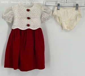 Vintage Primrose Pink Red & White Toddler Dress Set -Size 4 - Picture 1 of 11