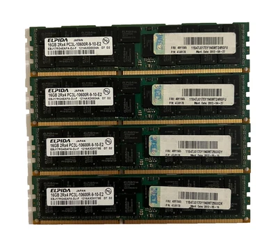 [64GB] LOT OF 4x16GB DDR3 ECC Elpida PC3L 10600R Server RAM - Image 1 of 3