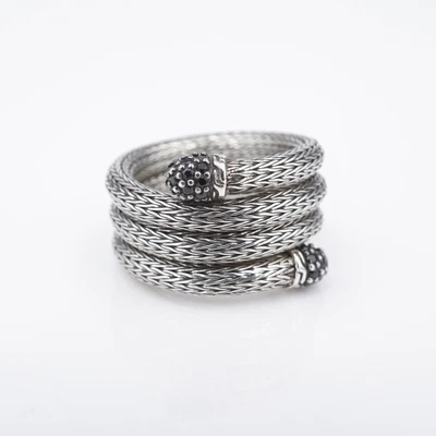 Anillo John Hardy Zafiro Negro Multi-Fila Bobina Plata Esterlina Talla 7 RS3755 Foto 1 de 4