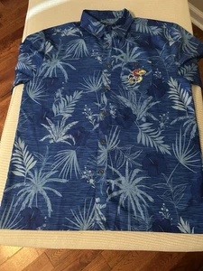 Colosseum Kansas Jayhawks Hawaiian Shirt Mens L Blue Button Up - Picture 1 of 6