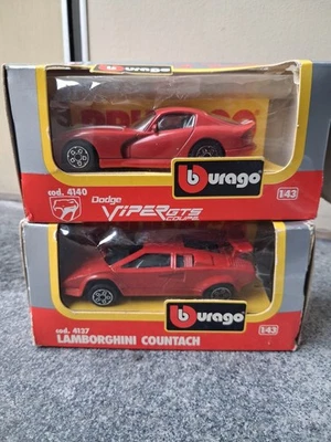 Set 2 Bburago Dodge Viper Gts Coupe'- Lamborghini Countach, Scala 1/43 - Immagine 1 di 4