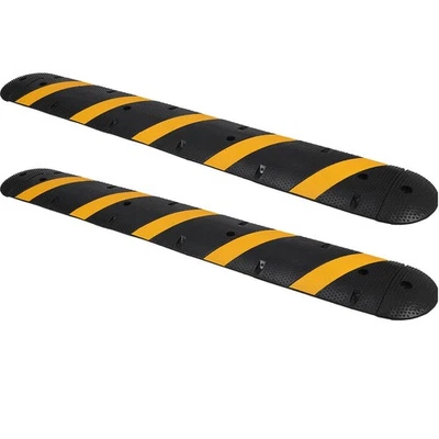 2 piezas tope de velocidad de goma de alta resistencia de 6 pies con 2 canales de cable y tapas de extremo - 25,000 libras Foto 1 de 4