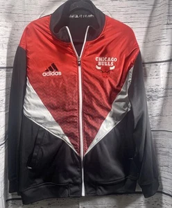 Adidas Chicago Bulls Jacket XL Red Black Full Zip NBA Track Jacket - Picture 1 of 10