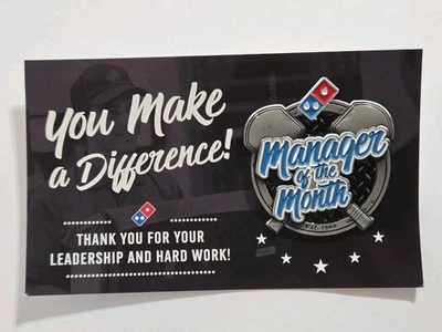 Domino's Pizza 3D Manager Of The Month Hat/Shirt Oversized Pin  - Image 1 of 2