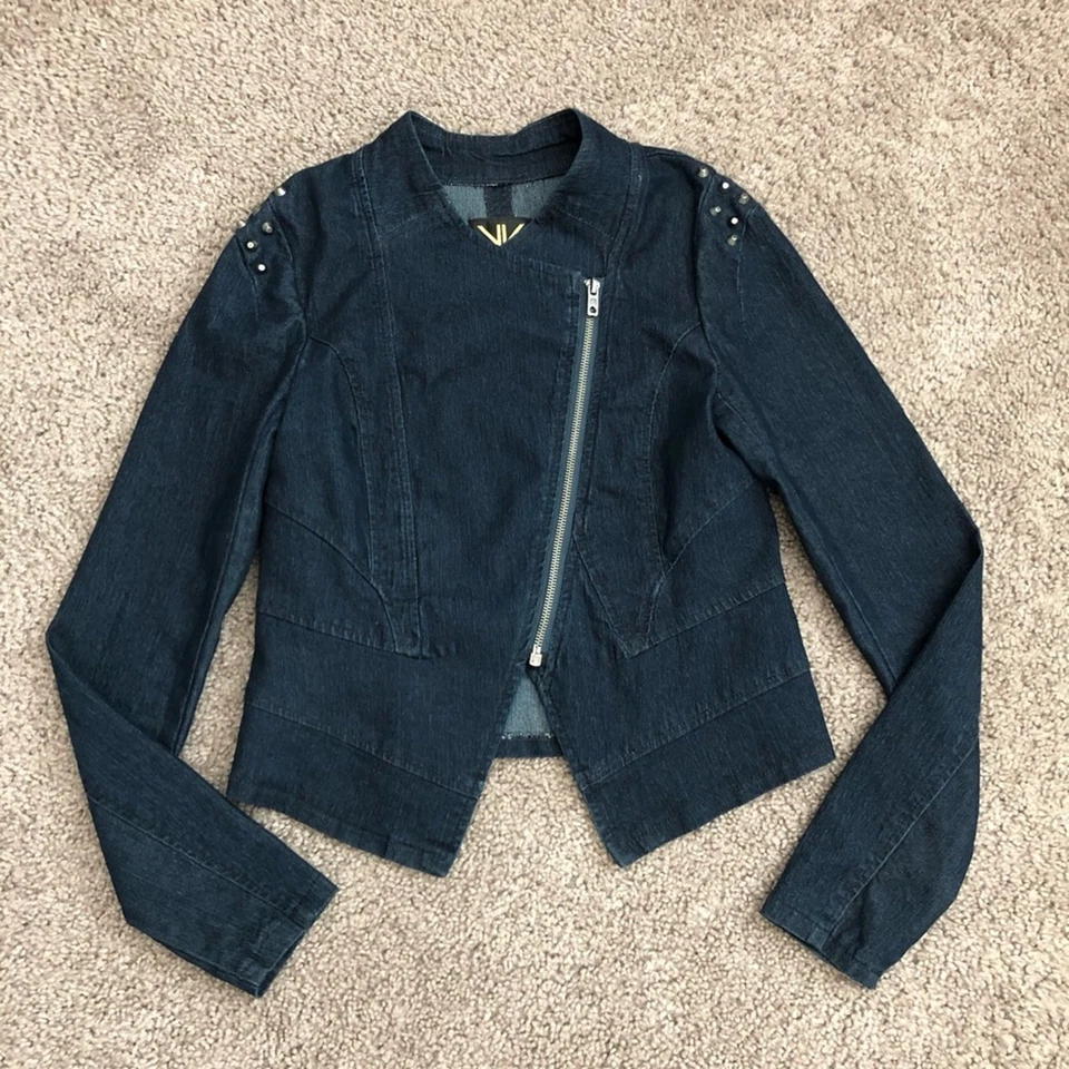 Chaqueta de moto vaquera con tachuelas Kardashian Kollection XS Foto 1 de 4