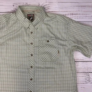 Ducks Unlimited Men's Short Sleeve Button Up Shirt Large L Green Plaid Outdoors - Picture 1 of 11
