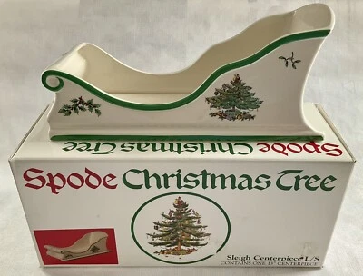 Spode Christmas Tree Ceramic Wine Bottle Holder Centerpiece 13" Large Sleigh IOB - Image 1 of 4