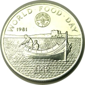 Elfe Malta 2 Pfund 1981 Silber FAO Welternährungstag Boot PP - Bild 1 von 2