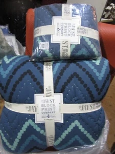 West Elm Jay Street full queen dotted Chevron quilt + 1 standard sham New w tag - Picture 1 of 1