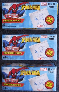 3 Boxen ERSTAUNLICHE SPIDER-MAN SANDWICHBEUTEL Zip-Seal/Probierpackungen 30 Beutel/Box, 2006 - Bild 1 von 4