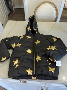 NWT R 1881 S Rothschild Girl's Puffer Jacket black gold stars Size MED 10/12 - Picture 1 of 5