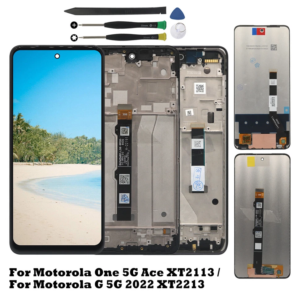 适用于摩托罗拉 One 5G Ace XT2113 / Moto G 5G 2022 XT2213 LCD 触摸屏 ± 框架 — 第 1/1 张图片