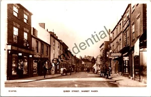 MARKET RASEN LINCOLNSHIRE QUEEN STREET SHOP CART REAL PHOTO VINTAGE POSTCARD - Picture 1 of 2