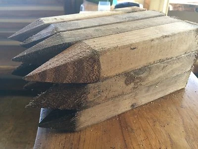 WOODYARD THINGS Confezione 15 Pali Bordo Giardino Quadrati Legno 12" Lunghi Trattati Punta 4 Vie