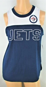 Winnipeg Jets NHL G-III 4her Women's Metallic Logo Sleeveless Tank Top in Navy - Picture 1 of 6