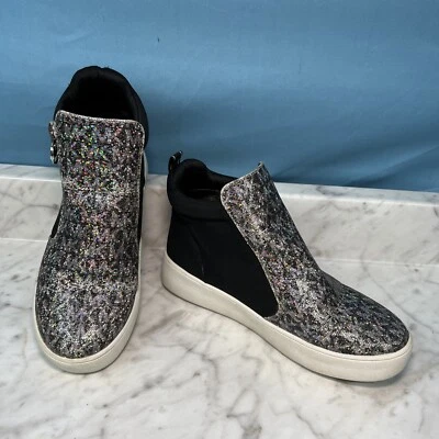 Michael Kors Jordana Zadie High Tops Boots Silver Girls Size 3 Zip Up Shoes - Image 1 of 4