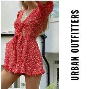 Urban Outfitters Tilly Floral Romper One Piece Size Small Red