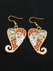 SALLY & JACK Gold/Silver Tone  Red stones Heart Design hook dangle earrings - Picture 1 of 7