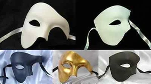 PHANTOM OF THE OPERA MARDI GRAS COSTUME BLANK PLAIN HALF FACE MASK BLACK WHITE - Picture 1 of 6
