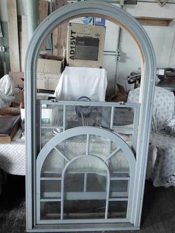Round Top Glass Vertical Sash House Window  71 1/2 “ X  37 1/2” Cover
