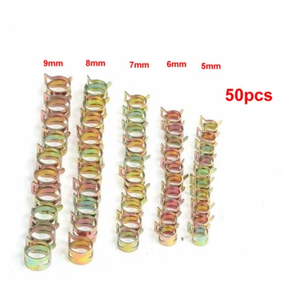 50x 5 6 7 8 9mm Fastener Spring Clip Fuel Water Line Hose Pipe Air Tube Clamp - Image 1 of 4