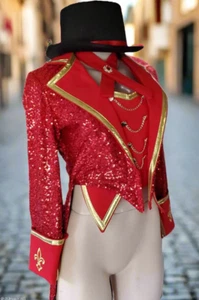 Abrigo trasero Ringmaster estilo Taylor rojo recortado - Imagen 1 de 2